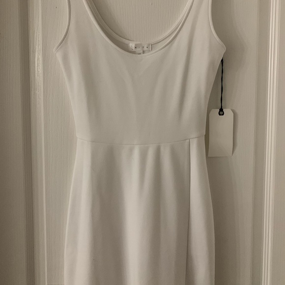 Leith scoop neck midi dress with slit. - Picture 3 of 5